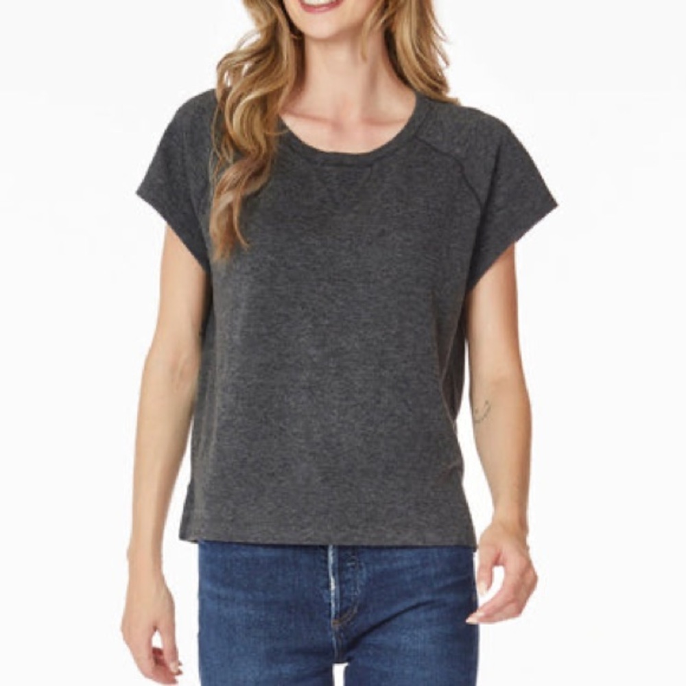 Bobi LA Boxy Raglan Sweatshirt Tee Charcoal Soft Size M